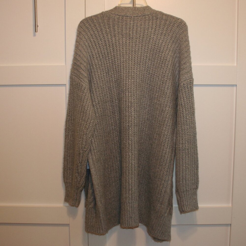 Lucky Brand Knit Open Front Long Cable Knit Cardigan Sweater with Pockets Sz XL - Picture 2 of 5